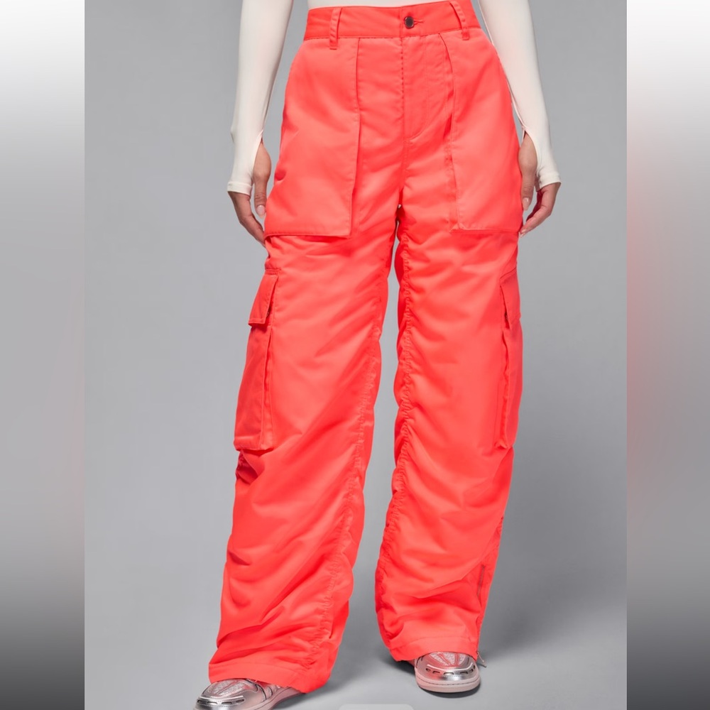 Jordan Wide-Leg Cargo Pants in Neon Coral - Picture 2 of 7